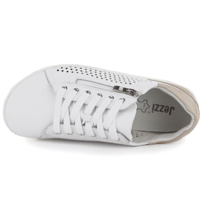 3. Women's leather barefoot shoes, openwork, white, Gino Fabiani OL38-6