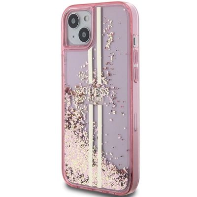 2. Guess Liquid Glitter Gold Stripes case for iPhone 15 Plus / 14 Plus - pink