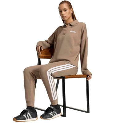 6. Women's adidas Essentials 3-Stripes Fleece Slim Pants Beige KF8317
