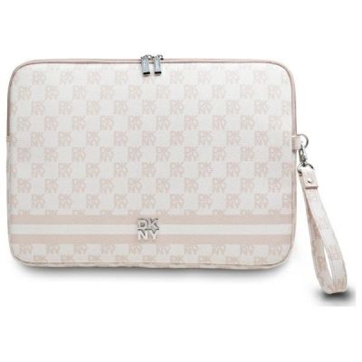 DKNY Sleeve Checkered Pattern Printed Stripes 14" Laptop Case - Pink