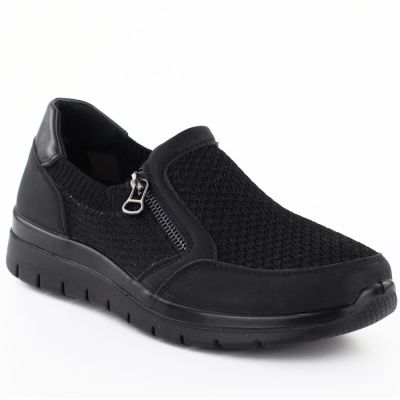 Women's comfortable black textile shoes Unisoft 9026