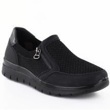 Women's comfortable black textile shoes Unisoft 9026