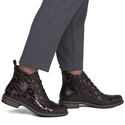 5. Women's patent leather ankle boots, brown, Rieker 71205-25