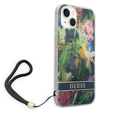 3. Guess GUOHCP14SHFLSB iPhone 14 6.1 "blue / blue hardcase Flower Strap