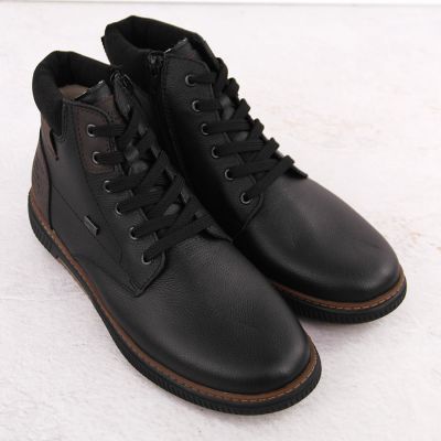 2. Men’s Black Waterproof Leather Boots with Warm Lining Rieker B3343-00