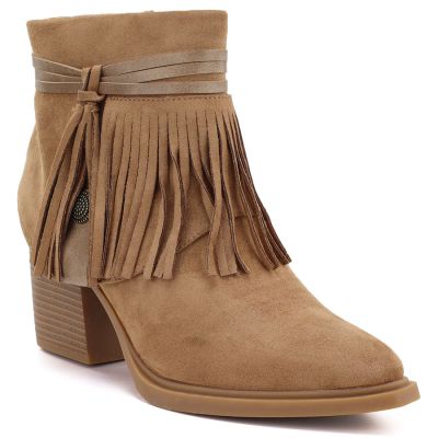 Women's cowboy boots with fringes, insulated, camel M.Daszyński