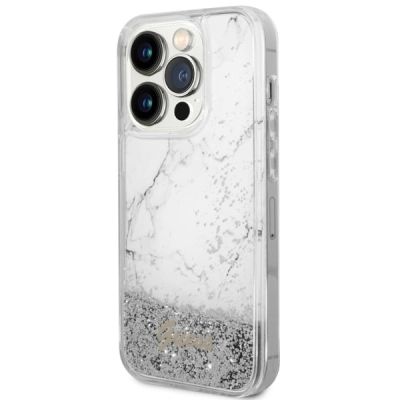 2. Guess GUHCP14LLCSGSGH iPhone 14 Pro 6.1" white/white hardcase Liquid Glitter Marble
