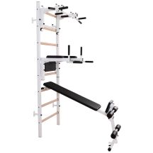 WOODEN AND METAL GYMNASTIC WALL BAR WITH BAR, BENCH AND ACCESSORIES BENCHK 233W