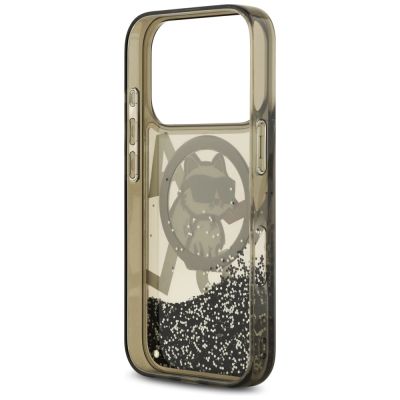 7. Karl Lagerfeld Liquid Glitter Choupette Logo MagSafe Case for iPhone 17 Pro - Black