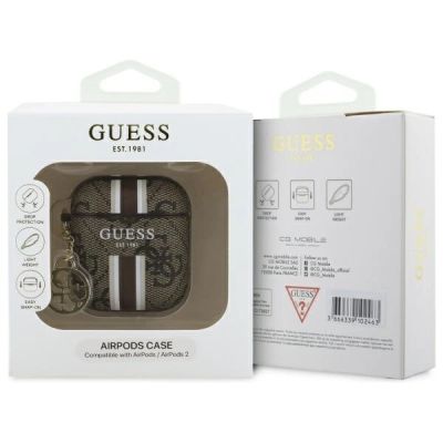 3. Guess GUA2P4RPSW AirPods 1/2 cover brown/brown 4G Printed Stripes Charm