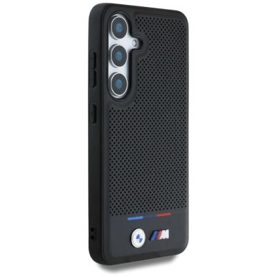 4. BMW Leather Tricolor Stripe MagSafe Case for Samsung Galaxy S25+ - Black