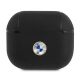BMW Genuine Leather Silver Logo Case for AirPods 3 - Black
