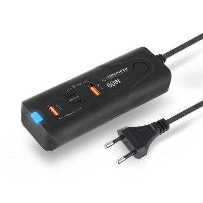 2. ESPERANZA CHARGER 60W 2X USB-C PD 30W / 2X USB-A QC 3.0 18W EZC109