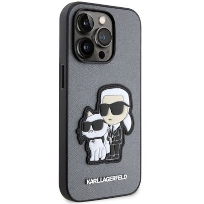 4. Karl Lagerfeld Saffiano Karl & Choupette case for iPhone 14 Pro 6 - silver
