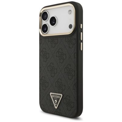 2. Guess 4G Triangle Logo MagSafe Case for iPhone 17 Pro Max - Black and Gold