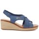 2. Sergio Leone SK297 Navy Blue Women's Leather Wedge Sandals