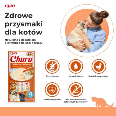6. INABA Churu Chicken with beef - cat treat - 4x14 g
