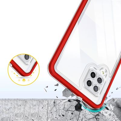 6. Clear 3in1 Case for Samsung Galaxy A42 5G Frame Gel Cover Red