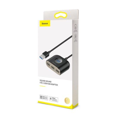 17. HUB Baseus Square USB-A to 1x USB-A 3.2 Gen 1 / 3x USB 2.0 with 1m cable - black