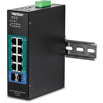 5. TRENDnet Switch 10-port industrial Gbit PoE+ L2 metal IP30