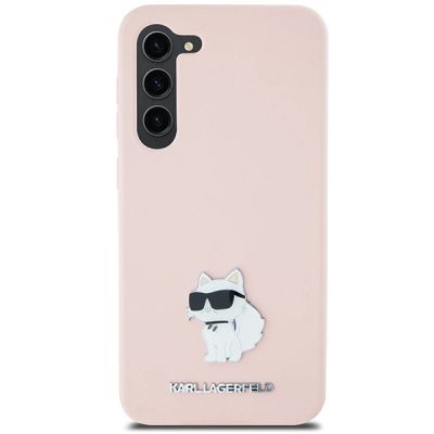 3. Karl Lagerfeld Silicone Choupette Metal Pin case for Samsung Galaxy S23+ - pink