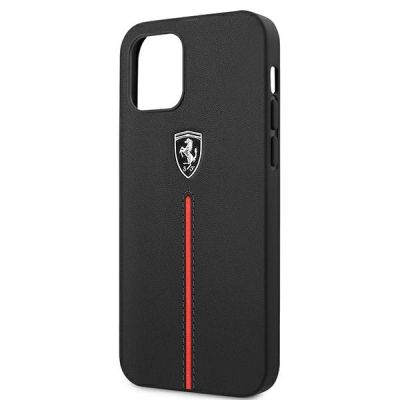 6. Ferrari FEOMSHCP12LBK iPhone 12 Pro Max black/black hardcase Off Track Leather Nylon Stripe