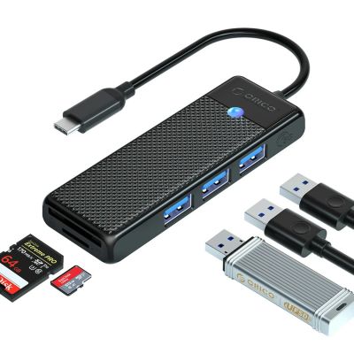 2. Orico PAPW3AT-C3 USB Hub 4-port 3x USB-A 3.0 with microSD/SD card reader 1 m - black