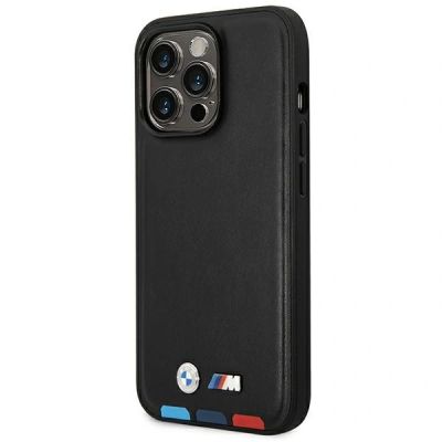 2. BMW Leather Stamp Tricolor Case for iPhone 14 Pro - Black