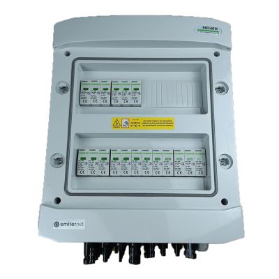 Hermetic IP65 EMITER DC connection switchboard with Noark 1000V DC surge arrester type 1+2, 6x PV string, 6x MPPT