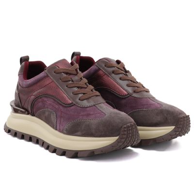 4. Leather platform sneakers burgundy Artiker 59C0009