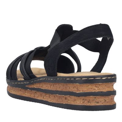 2. Women's black elastic strap sandals Rieker 62969-00