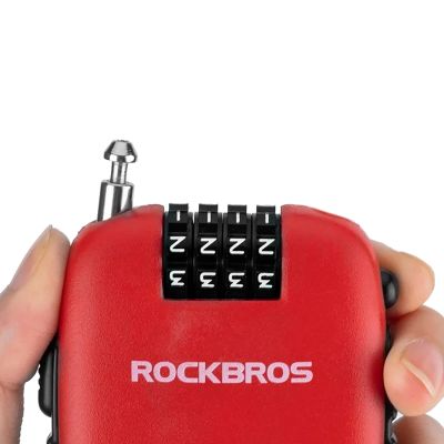 2. Rockbros 32420981001 bicycle lock with retractable cable - red