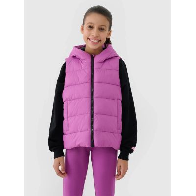Girls' down vest with synthetic filling 4F 4FJWSS25TVJAF166-50S