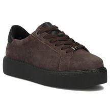 Women's leather platform sneakers, brown, Filippo DP6119