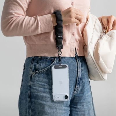 4. Ringke Holder & Puffer Hand Strap Phone Lanyard - Black