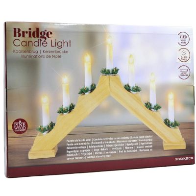 5. WOODEN ADVENT CANDLE HOLDER 7 LIGHTS BATTERY POWERED