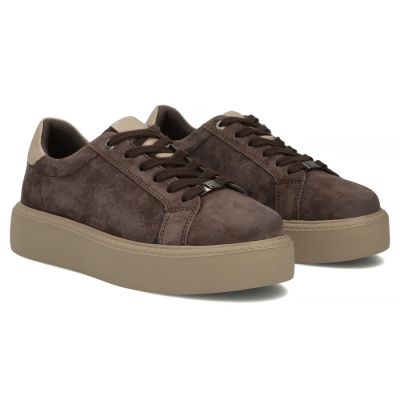 5. Women's leather platform sneakers, brown, Filippo DP6119