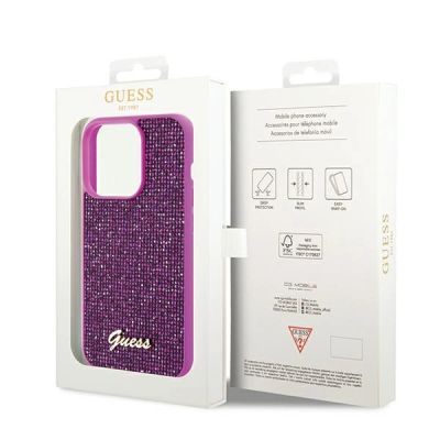 9. Guess Disco Metal Script case for iPhone 14 Pro Max - fuchsia