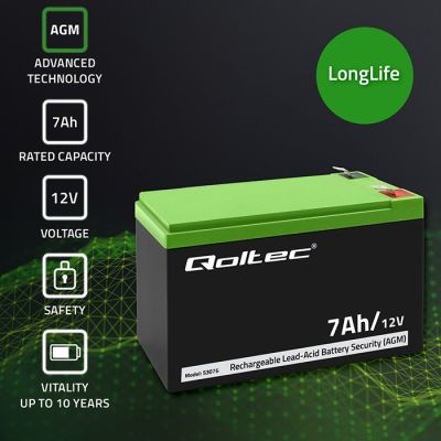 2. QOLTEC AGM BATTERY 12 V | 7 AH | MAX. 105 A | SECURITY