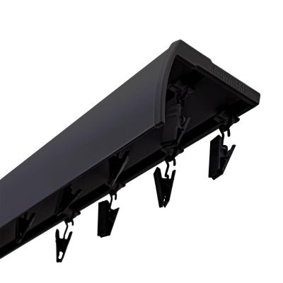 250 CM BLACK DOUBLE ALUMINIUM CEILING TRACK WITH COVER, CURTAIN GLIDERS AND CLIPS, KOWALSKI