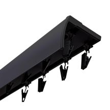 250 CM BLACK DOUBLE ALUMINIUM CEILING TRACK WITH COVER, CURTAIN GLIDERS AND CLIPS, KOWALSKI