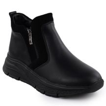 Women's leather ankle boots with zipper, insulated, black Filippo 7292