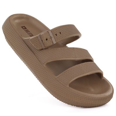Women's sports flip-flops with a thick sole for the pool, brown Big Star TT274A041