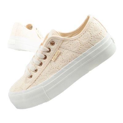 Lee Cooper women's lace sneakers beige platform
