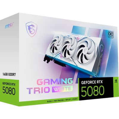 4. MSI GeForce RTX 5080 16GB GAMING TRIO OC WHITE GDDR7 Graphics Card