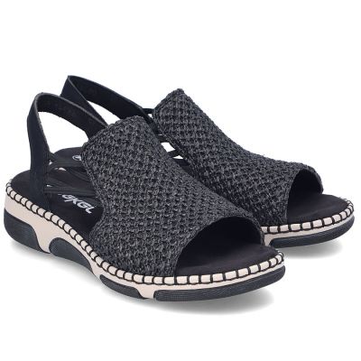 3. Comfortable women's black platform sandals Rieker 66241-00