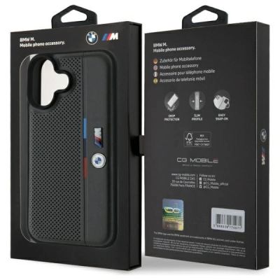 8. BMW M Perforated Tricolor Detail Line iPhone 16 Case - Dark Gray