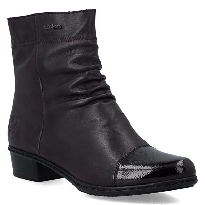 Women's leather ankle boots with heels, brown, insulated, Rieker Y0773-25