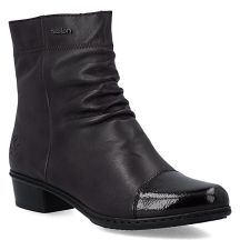 Women's leather ankle boots with heels, brown, insulated, Rieker Y0773-25