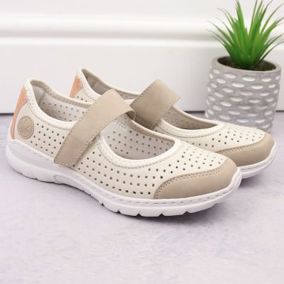 31. Comfortable Rieker W RKR575A openwork shoes, beige